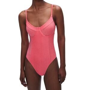 Good American Sparkle Show Off Underwire One-Piece Swimsuit Size 1 (2-4 US)